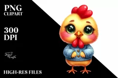 Funny Chicken in Watercolor PNG Product Image 3