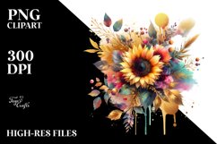 Colorfull Watercolor Bouquet with Sunflower | Sublimation | Product Image 1