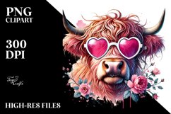 Detailed Pink Highland Cow Victory Sign PNG Product Image 2