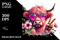 Pink Cow with Sunglasses, PNG Product Image 2