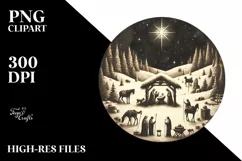 Round Vintage Christmass Nativity Scene PNG Product Image 2