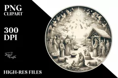 Round Vintage Christmass Nativity Scene PNG Product Image 2