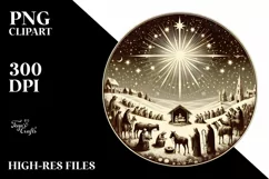Round Vintage Christmass Nativity Scene PNG Product Image 2