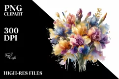 Colorfull Watercolor Bouquet with Iris | Sublimation | Product Image 1