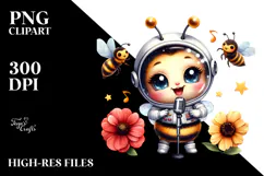 Energetic Baby Bee with Singer Look, PNG Product Image 2