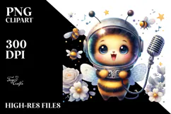 Energetic Baby Bee with Singer Look, High-Res PNG Product Image 2