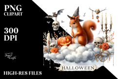 Halloween Squirrel Sitting on Cloud PNG Product Image 2