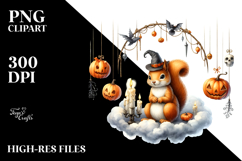 Halloween Squirrel Sitting on Cloud PNG Product Image 2