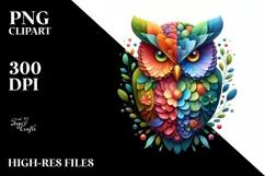 Abstract Vibrant Owl made of , PNG Product Image 3