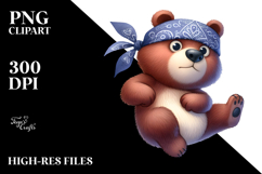 Cartoon Bear with Bandana PNG Product Image 2
