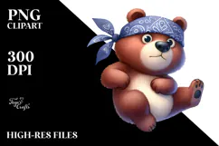Cartoon Bear with Bandana PNG Product Image 2