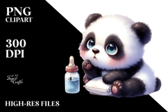 Digital Watercolor Baby Panda with Big Eyes, High-Res PNG Product Image 2
