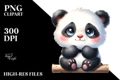 Digital Watercolor Baby Panda with Big Eyes, High-Res PNG Product Image 2