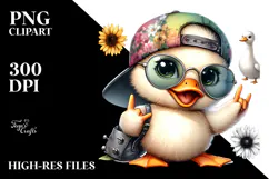 Energetic Duck with Hat and Sunglasses PNG Product Image 2