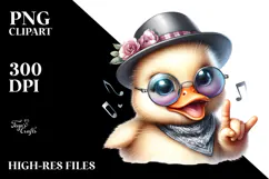 Energetic Duck with Hat and Sunglasses PNG Product Image 2