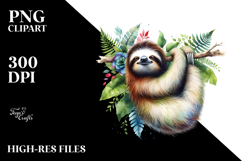 Vibrant Watercolor Sloth Product Image 2