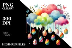 Simple Watercolor Cloud with Easter Eggs PNG Product Image 2