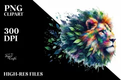 Abstract Vibrant Lion made of , PNG Product Image 3