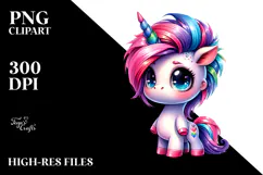 Cute Unicorn with Big Eyes, Transparent PNG Product Image 2