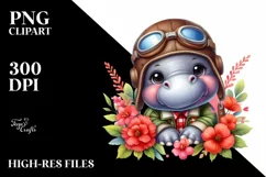 Colorful Watercolor Baby Hippo Aviator Suit Product Image 1
