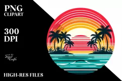 Quirky Tropical Rainbow Sunset | Sublimation | Clipart Product Image 3