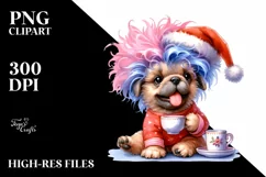 Baby Mastiff with Santa Hat PNG Product Image 1