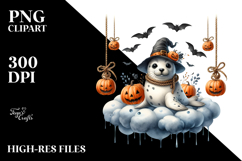 Halloween Seal Sitting on Cloud PNG Product Image 2