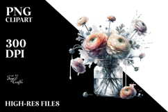 Watercolor Abstract Jar Large Ranunculus Product Image 2