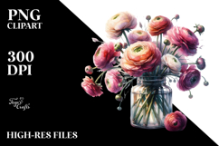 Watercolor Abstract Jar Large Ranunculus Product Image 2