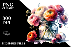 Watercolor Abstract Jar Large Ranunculus Product Image 2