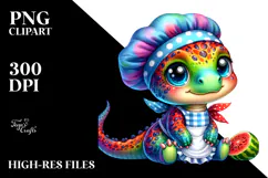 Vibrant Crazy Cute Baby Dinosaur PNG Product Image 2