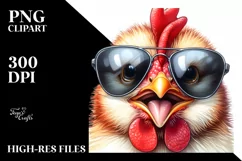 Funny Chicken Smiling Sunglasses Portrait | Clipart Product Image 1
