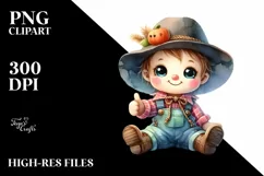 Cute Watercolor Baby Scarecrow Clipart Product Image 3