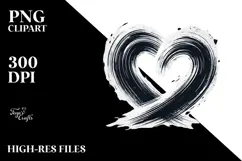 Heart with Wings Simple Paintbrush Style PNG Product Image 2