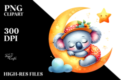 Sleeping Koala Baby Moon Clipart Product Image 2
