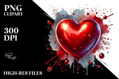 Red Glossy Heart Splash PNG Product Image 2