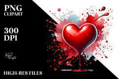 Red Glossy Heart on a Splashy Background PNG Product Image 2