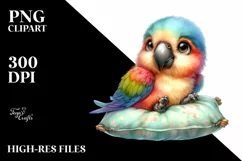 Colorful Baby Macaw with Pillow | Clipart Product Image 3
