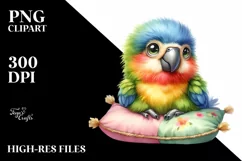 Colorful Baby Macaw with Pillow | Clipart Product Image 3