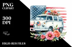 Watercolor Patriotic Van Clipart Product Image 1