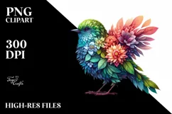 Abstract Bird with Plant Leaves, PNG Product Image 1