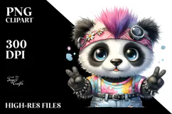 Energetic Panda in Summer Clothes PNG Product Image 2