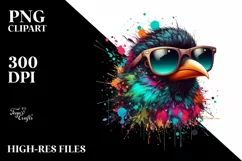 Colorful Sunglasses Bird | Sublimation | Clipart Product Image 1