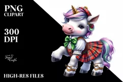 Colorful Baby Unicorn in Schottische Dancer's Outfit PNG Product Image 1