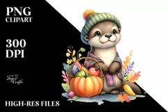 Colorful Baby Otter Sitting | Sublimation | Clipart Product Image 3
