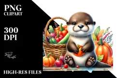 Colorful Baby Otter Sitting | Sublimation | Clipart Product Image 3