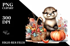 Colorful Baby Otter Sitting | Sublimation | Clipart Product Image 3