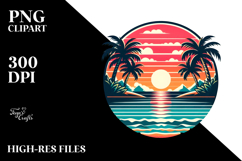 Retro Tropical Island Sunset, PNG Product Image 2