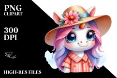 Watercolor Unicorn Sun Hat Clipart Product Image 3