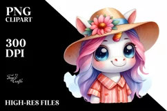 Watercolor Unicorn Sun Hat Clipart Product Image 3